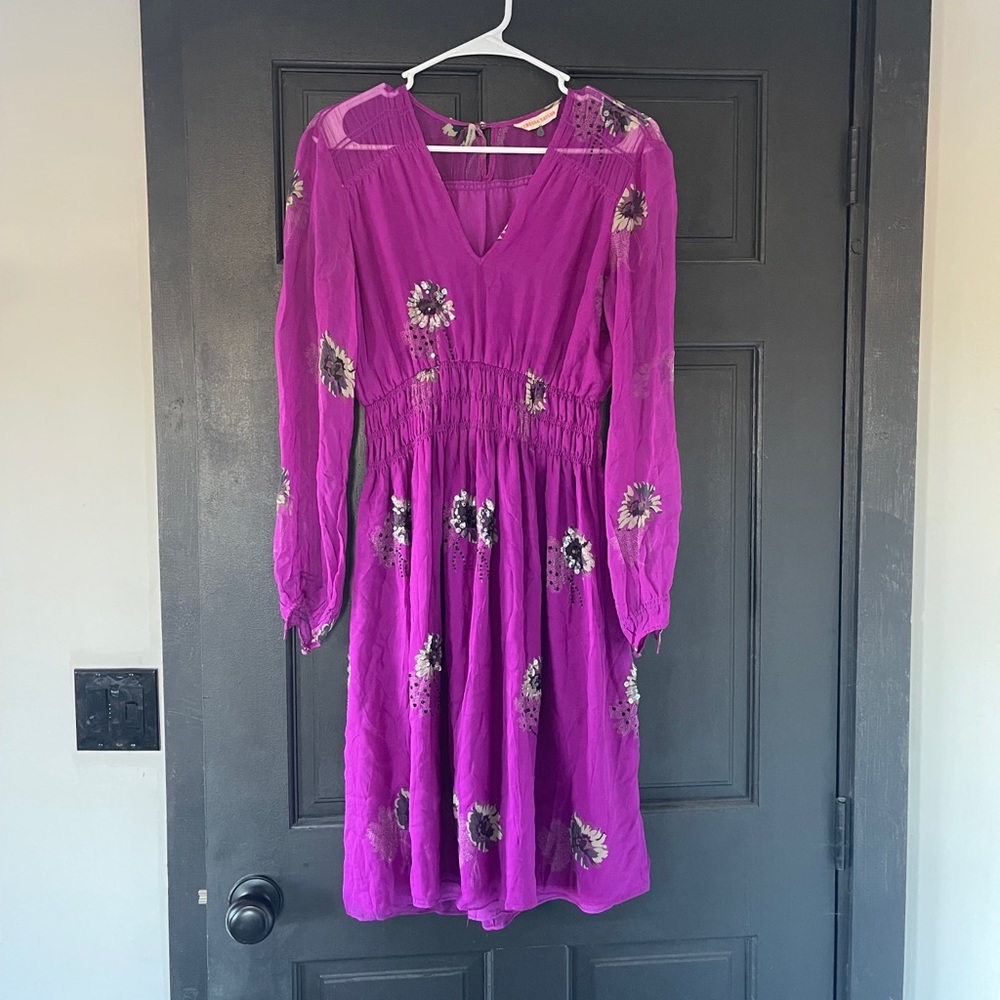 Rebecca Taylor Floral Sequin Embellished Dress